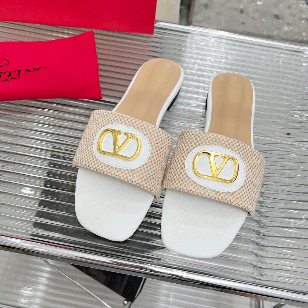 Valentino embellished textured-leather and canvas slides