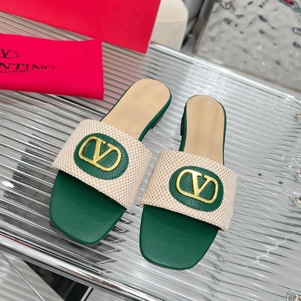 Valentino embellished textured-leather and canvas slides