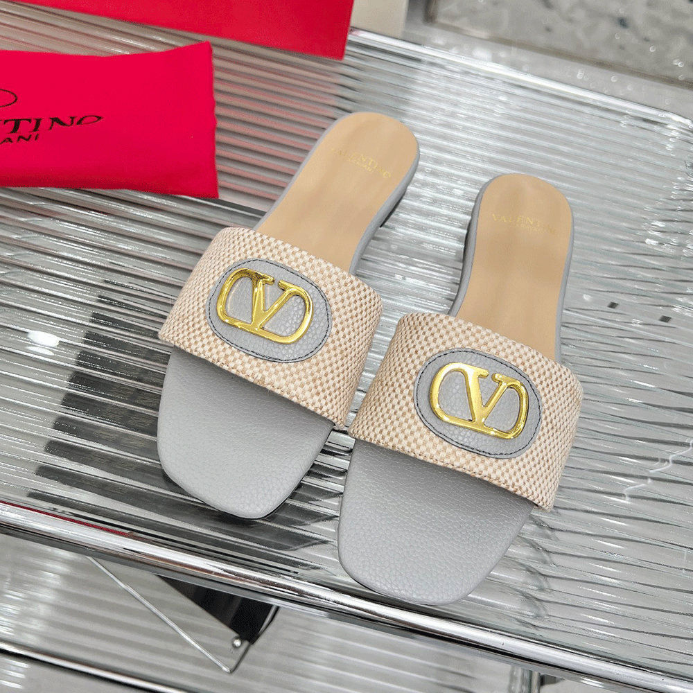 Valentino embellished textured-leather and canvas slides