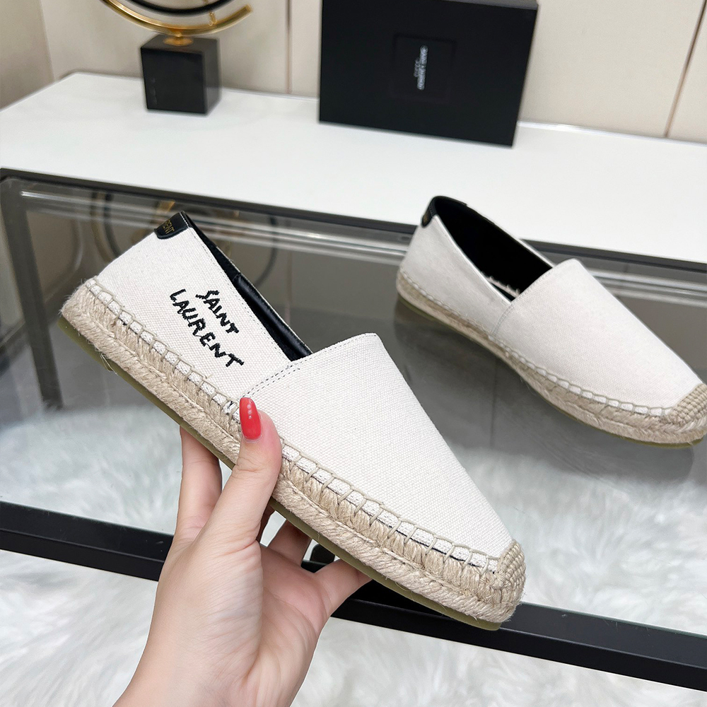 Saint Laurent YSL Fabric Canvas Flats