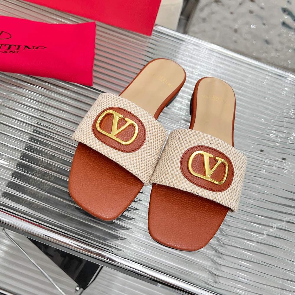 Valentino embellished textured-leather and canvas slides