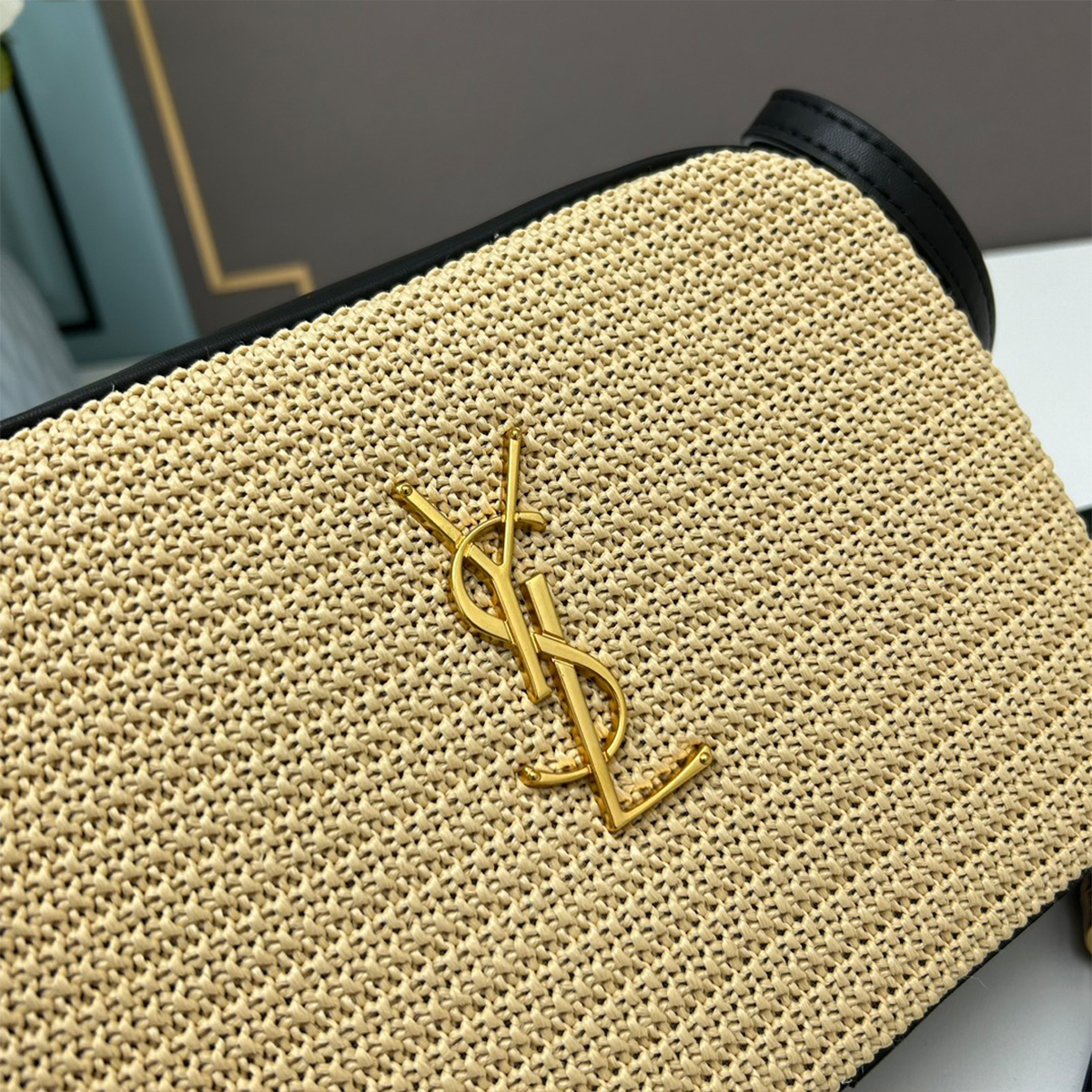 Saint Laurent Raffia Canvas Monogram Lou