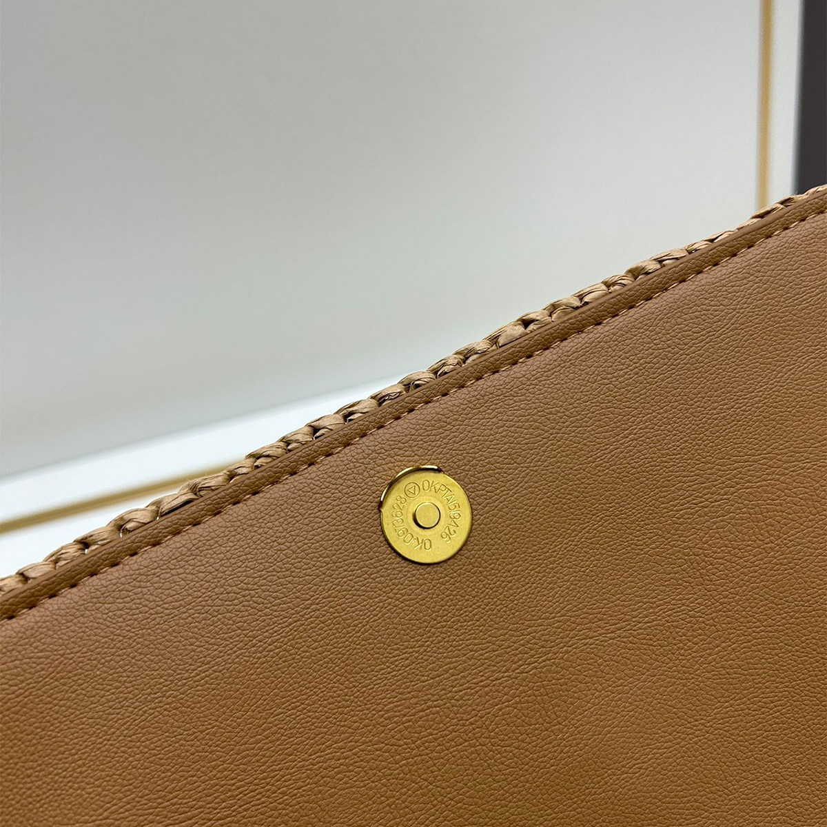 Saint Laurent Kate 99 Shoulder Bag Dark Nude Raffia