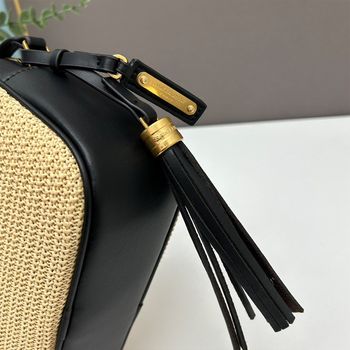 Saint Laurent Raffia Canvas Monogram Lou