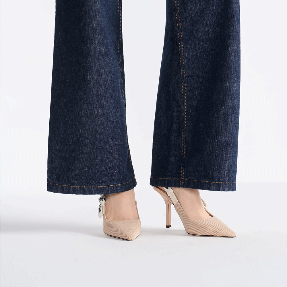 Dior J'Adior Embroidered Lace Halter Heels Slide Sandal