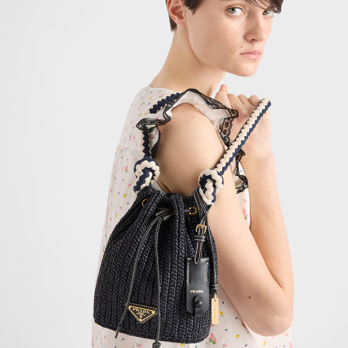 Prada Crochet mini bucket bag