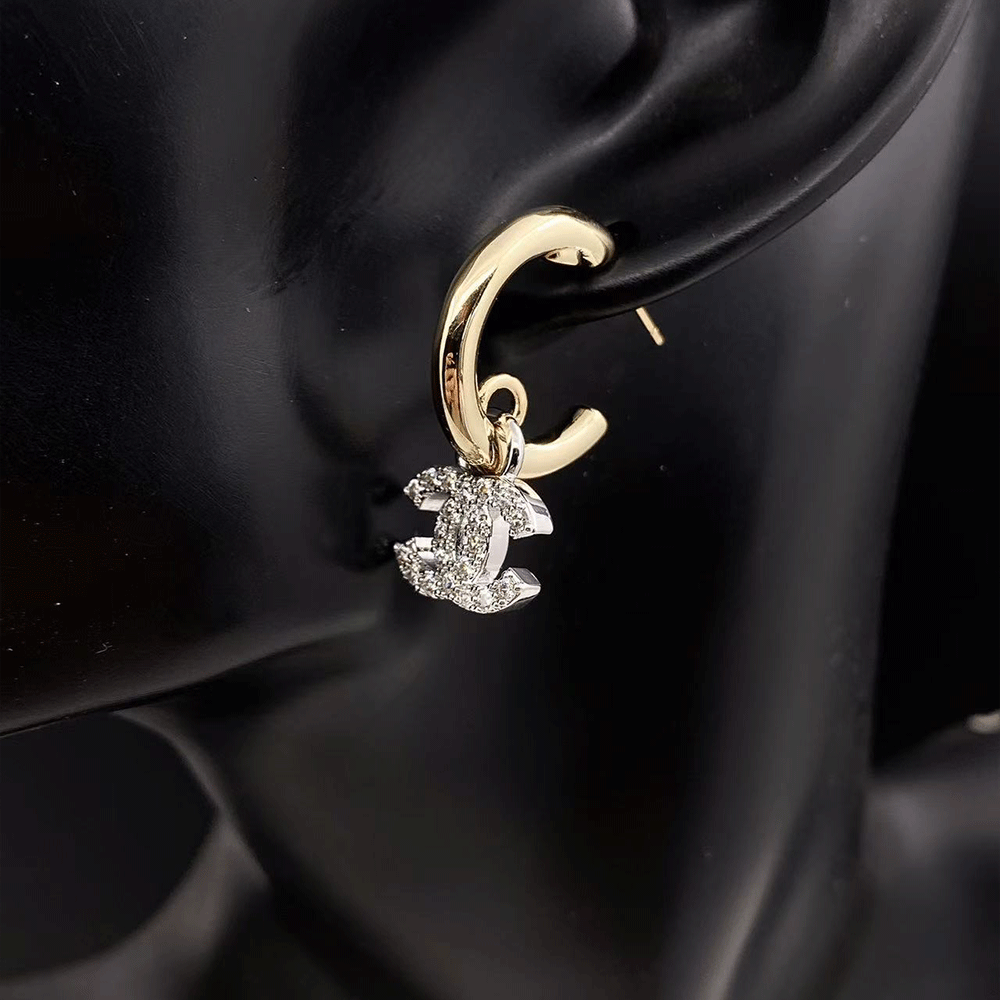 Chanel double c stud earrings