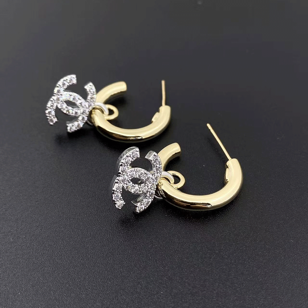 Chanel double c stud earrings