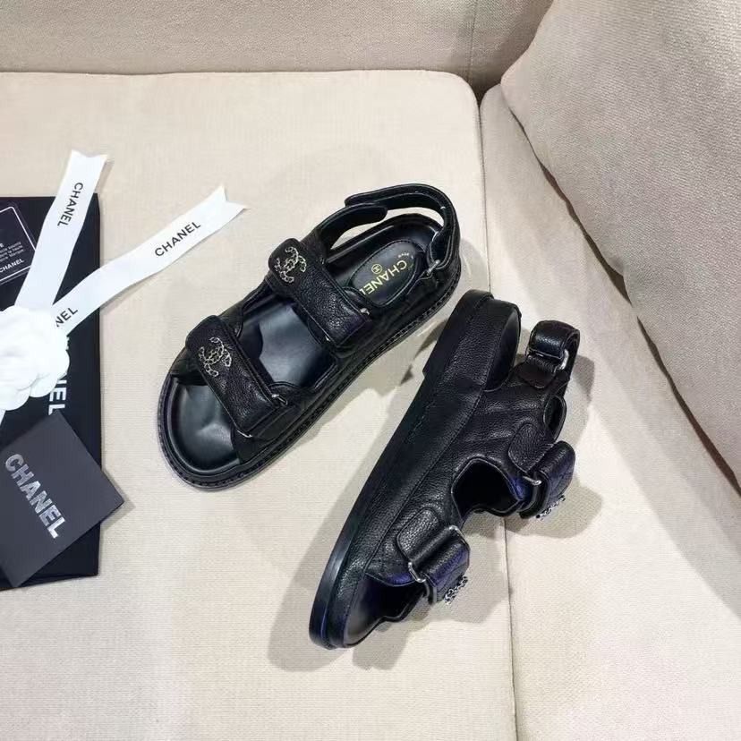 Chanel Quilted Dad Sandal Black