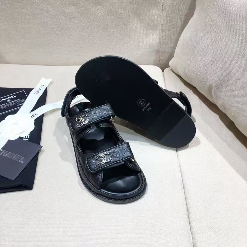 Chanel Quilted Dad Sandal Black