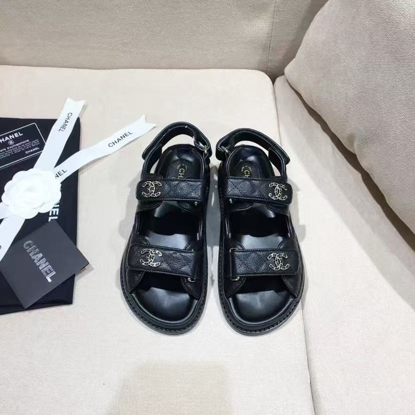 Chanel Quilted Dad Sandal Black