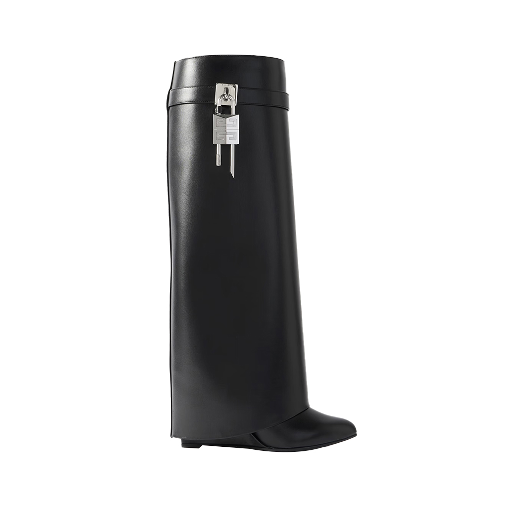 Givenchy Shark Lock Leather Boots with Wide Calf