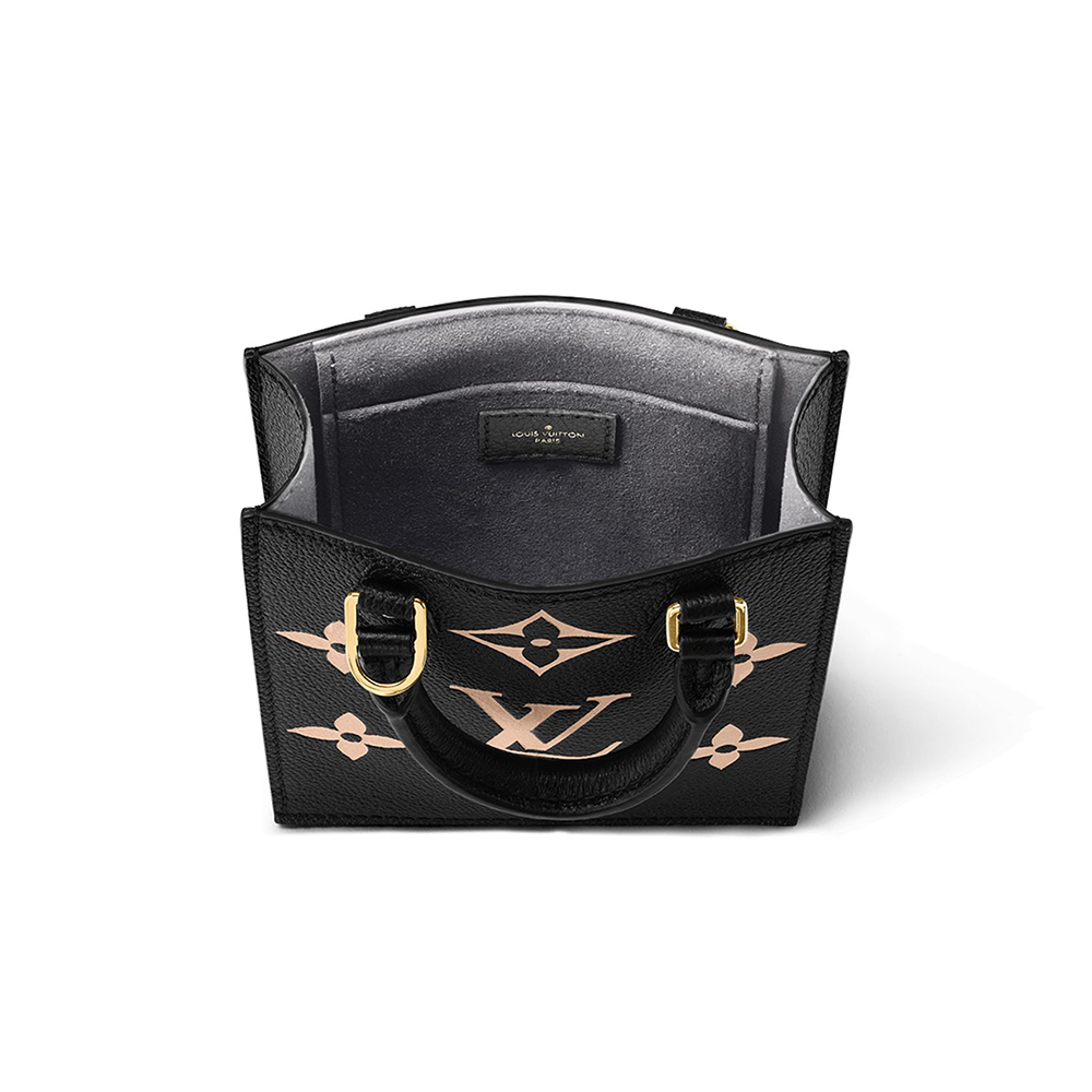 Louis Vuitton Monogram Empreinte Petite Sac Plat Handbag Black Beige