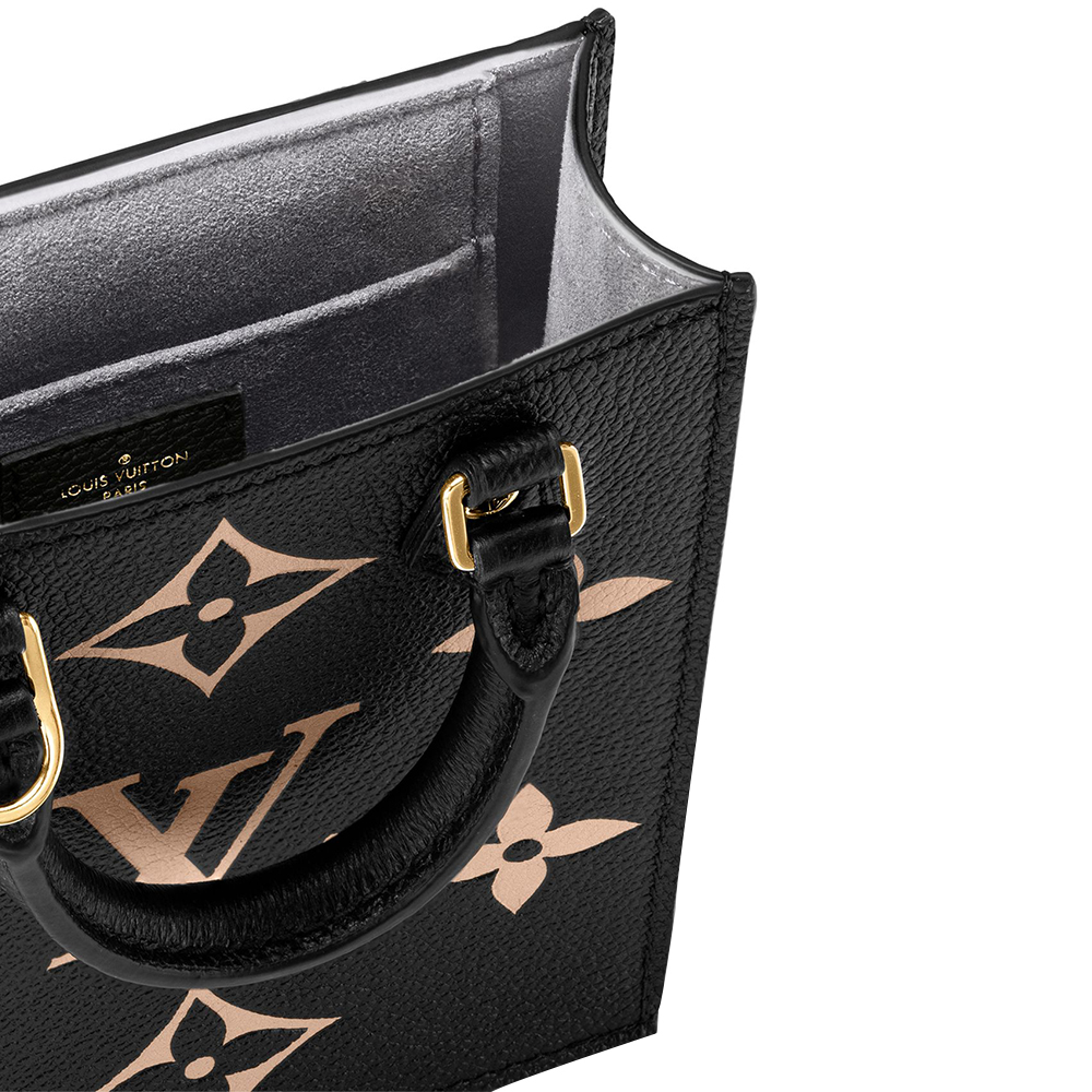 Louis Vuitton Monogram Empreinte Petite Sac Plat Handbag Black Beige