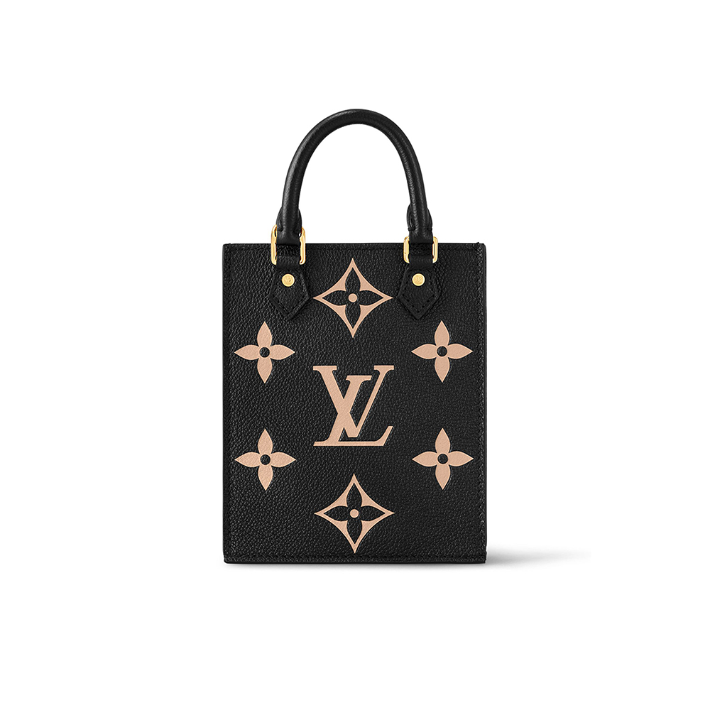 Louis Vuitton Monogram Empreinte Petite Sac Plat Handbag Black Beige