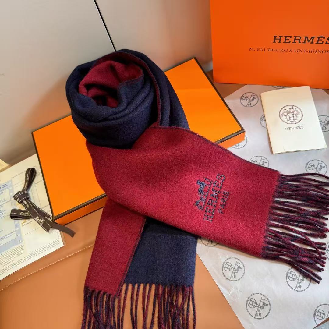 Hermes Double-faced lambswool scarf