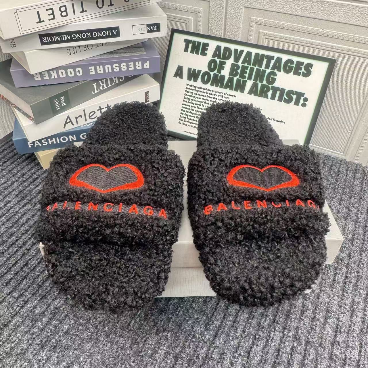 Balenciaga Fluffy Slippers