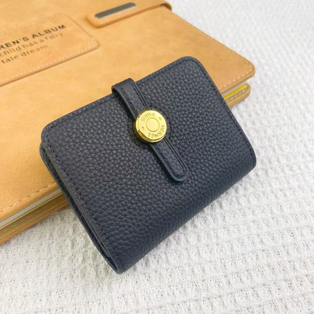 Hermes Gold Buckle Leather Card Wallet