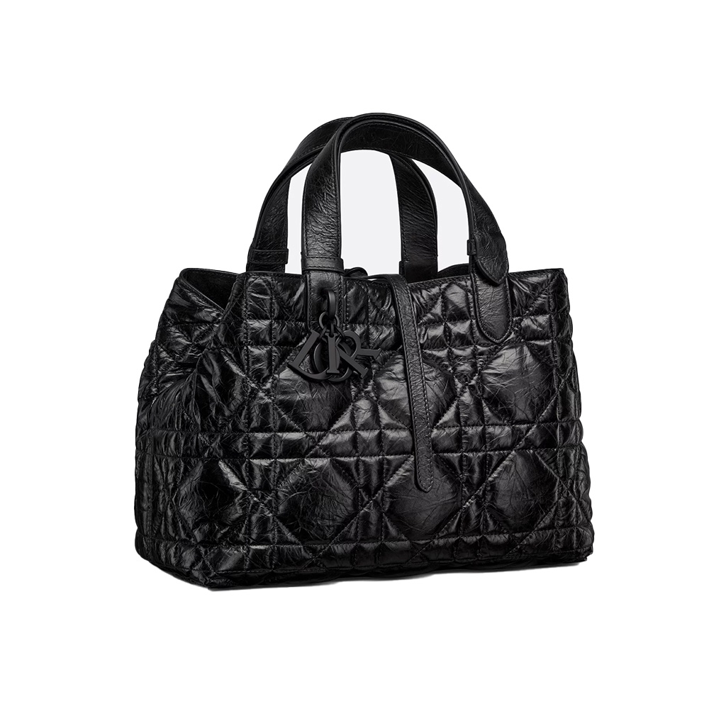 Dior Medium Toujours BagBlack Macrocannage Crinkled Calfskin
