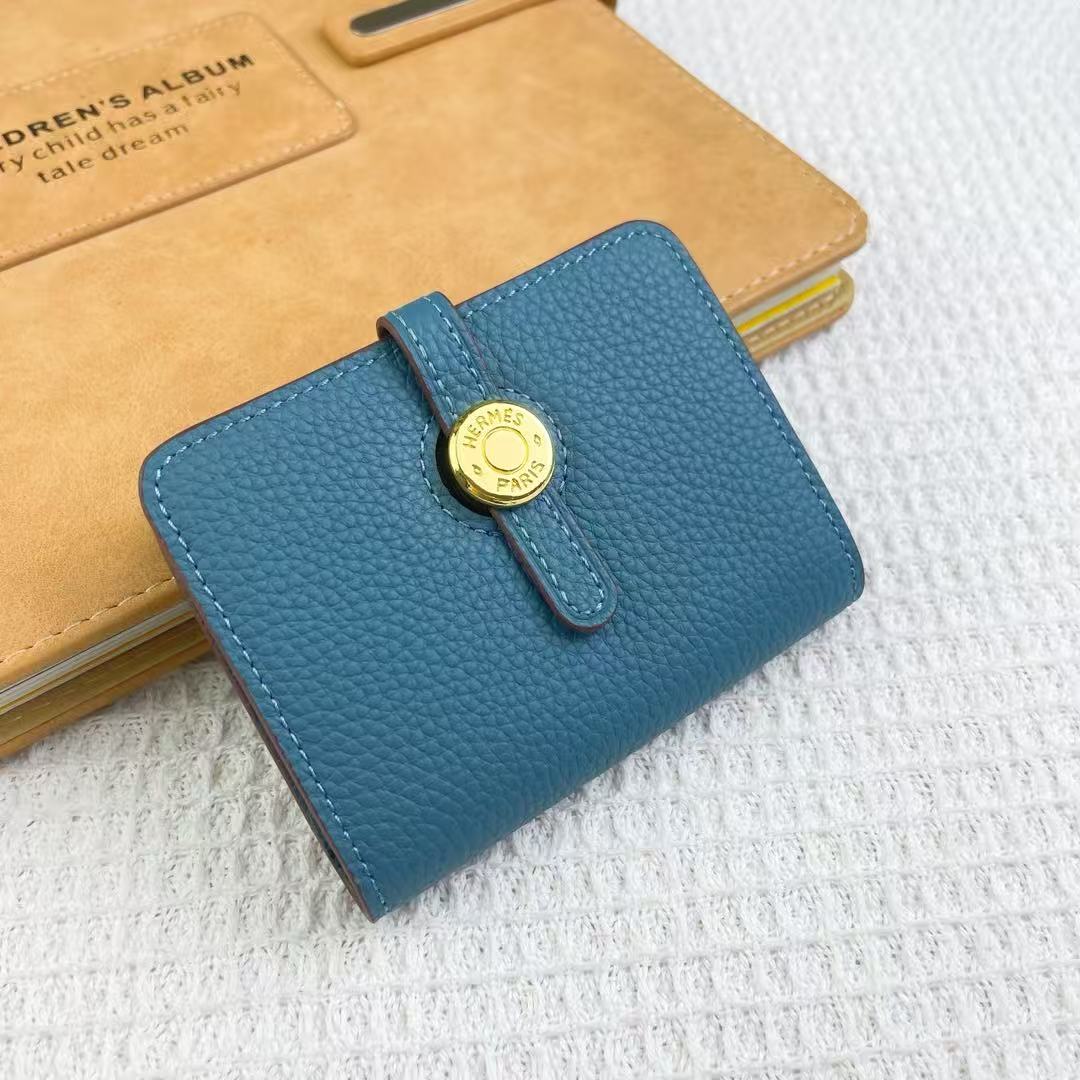 Hermes Gold Buckle Leather Card Wallet