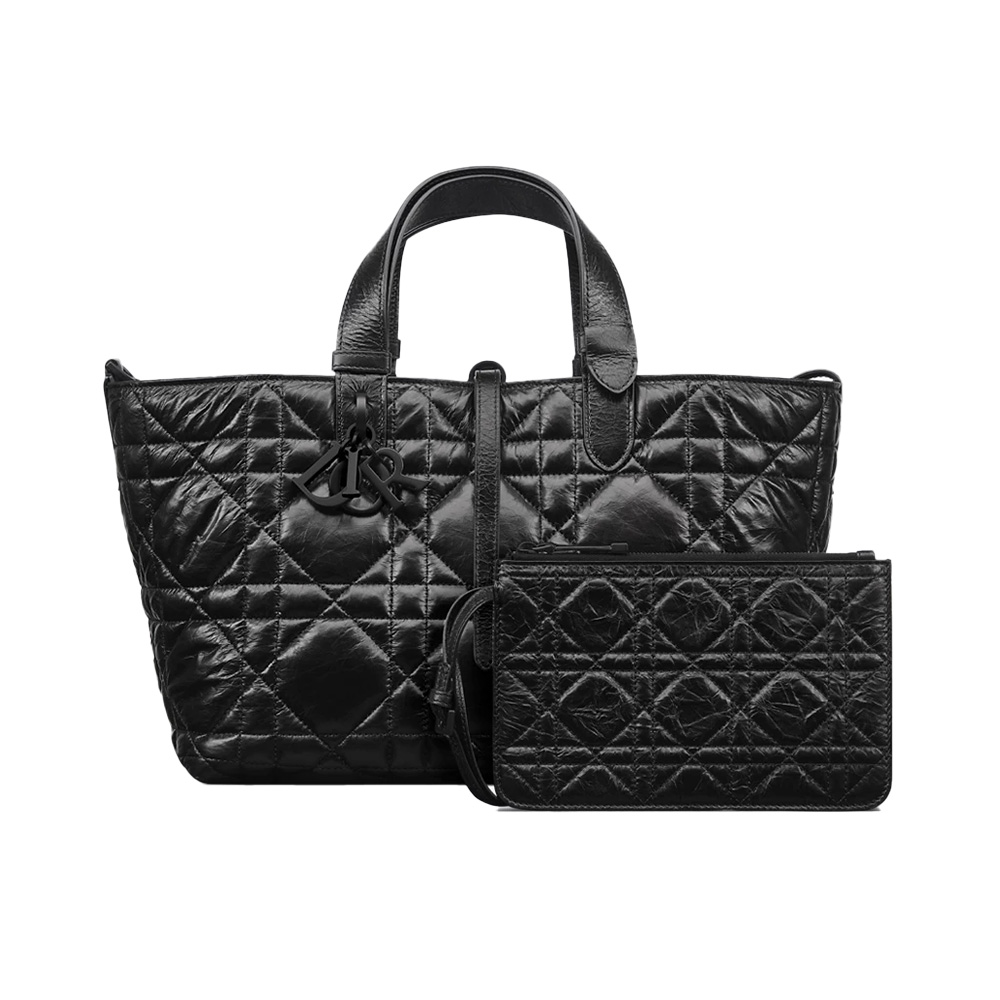 Dior Medium Toujours Bag Black Macrocannage Crinkled Calfskin