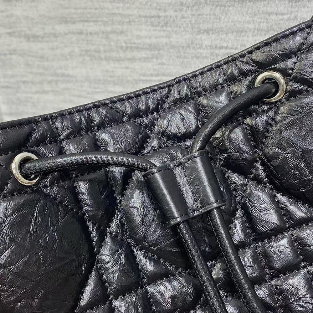 Dior Medium D-Motion Bag Black Macrocannage Crinkled Calfskin