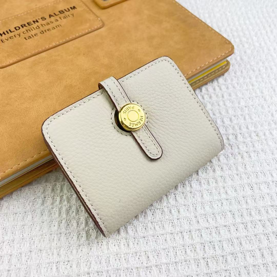 Hermes Gold Buckle Leather Card Wallet