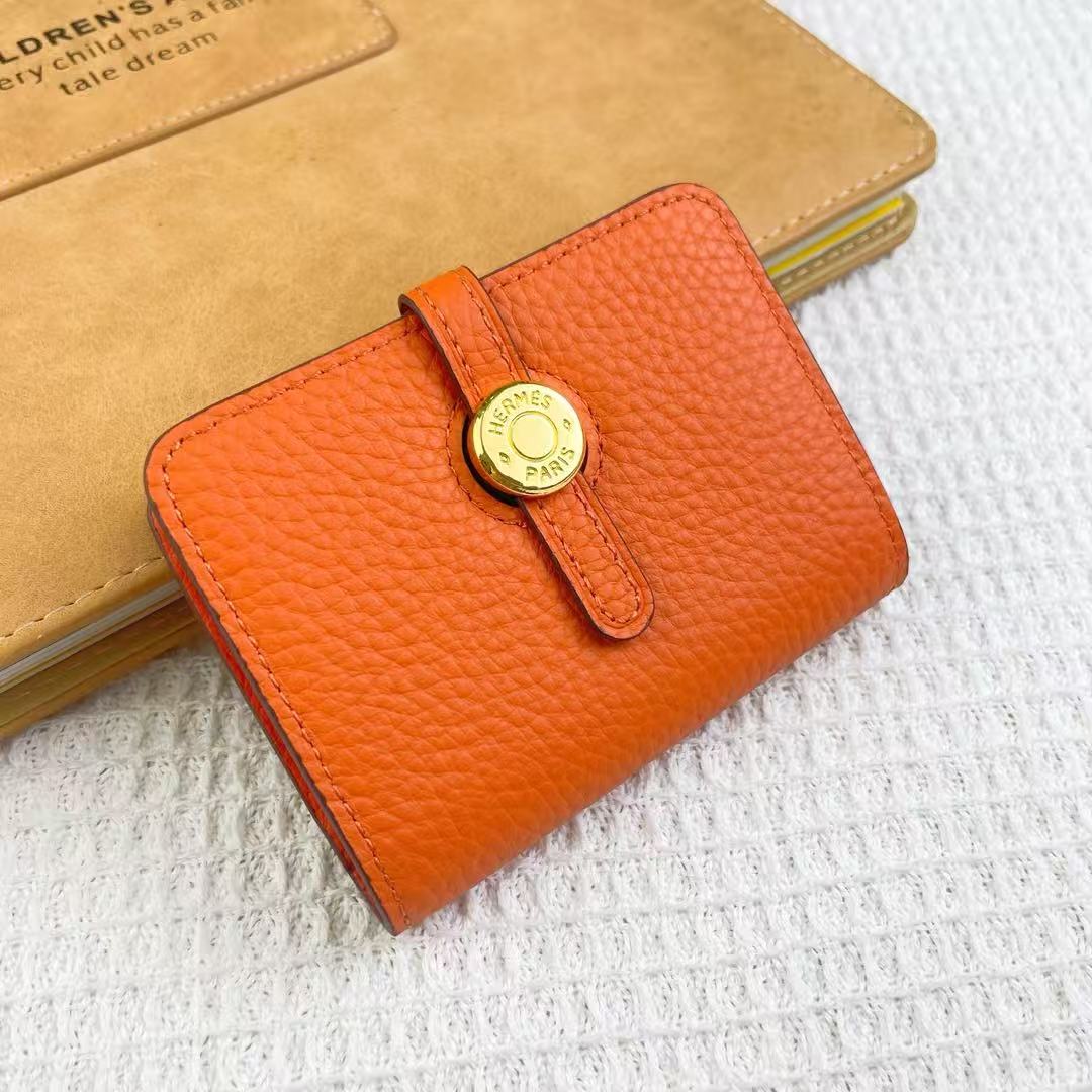 Hermes Gold Buckle Leather Card Wallet