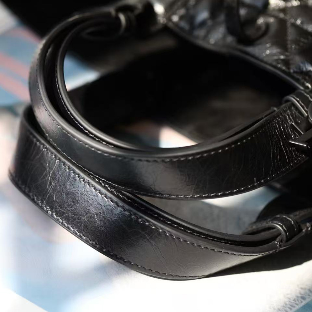 Dior Medium Toujours Bag Black Macrocannage Crinkled Calfskin