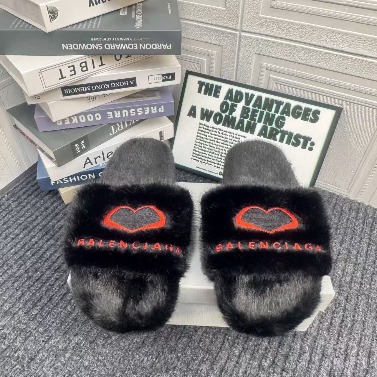 Balenciaga Fluffy Slippers