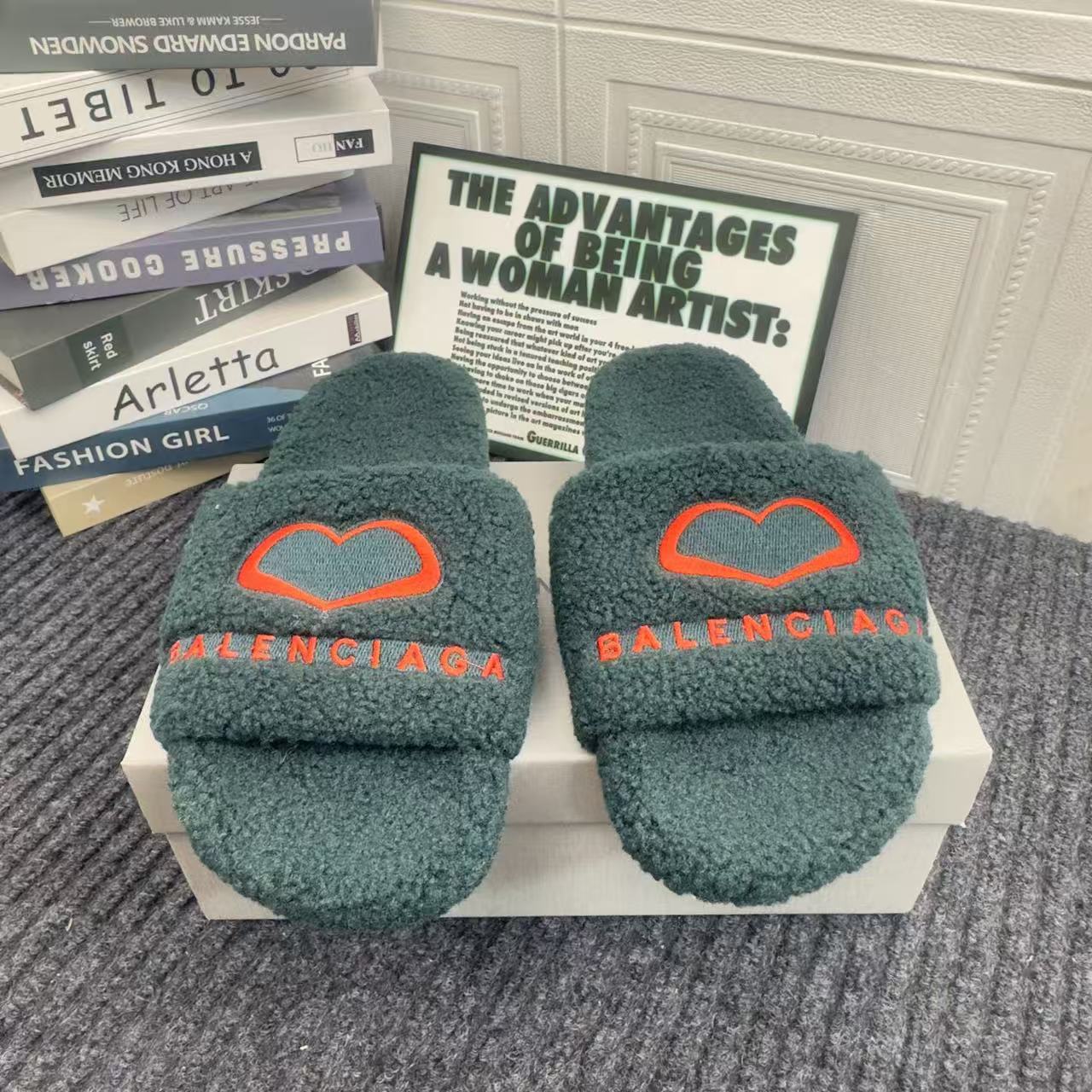 Balenciaga Fluffy Slippers