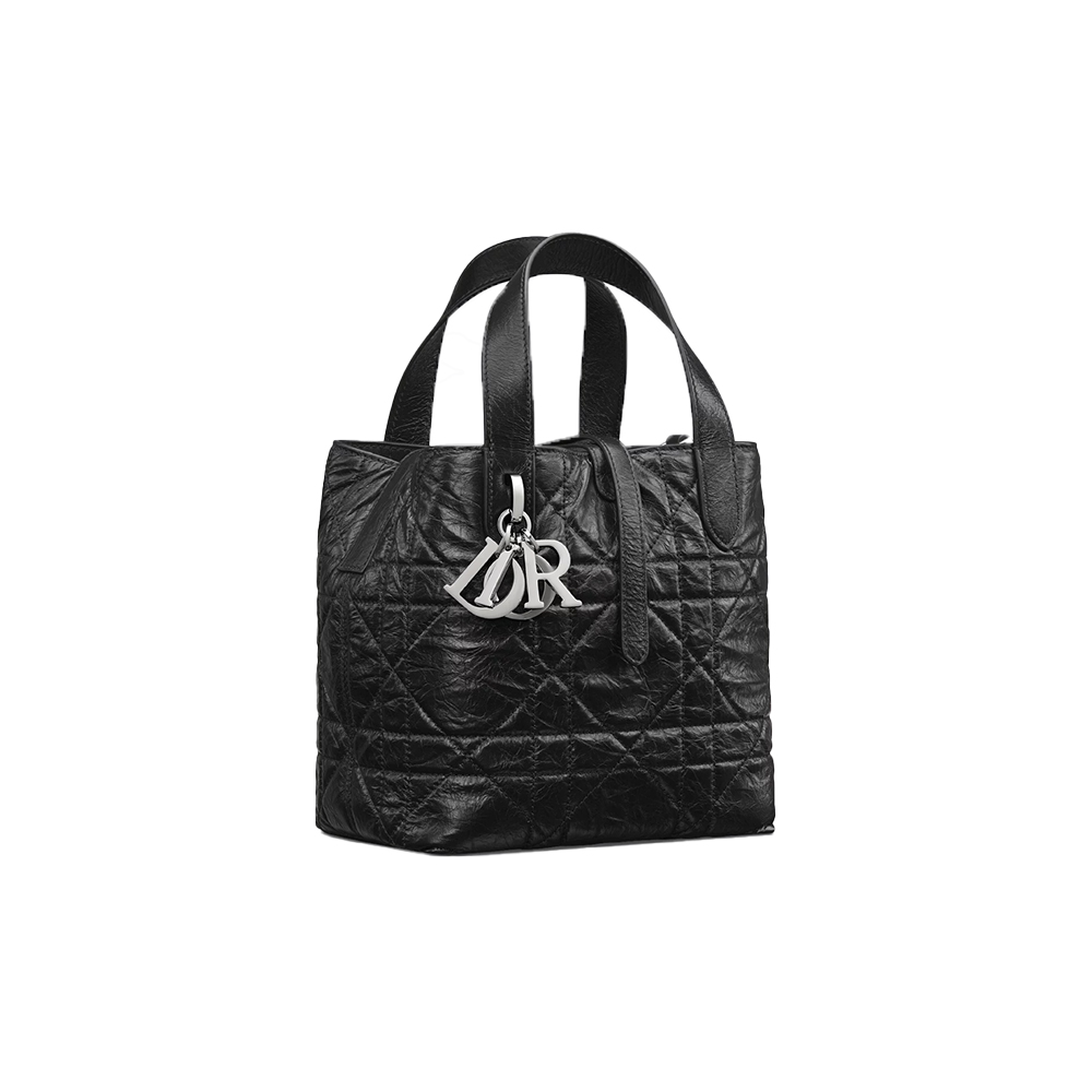 Dior Small Toujours Vertical Tote Bag Macrocannage Crinkled Calfskin