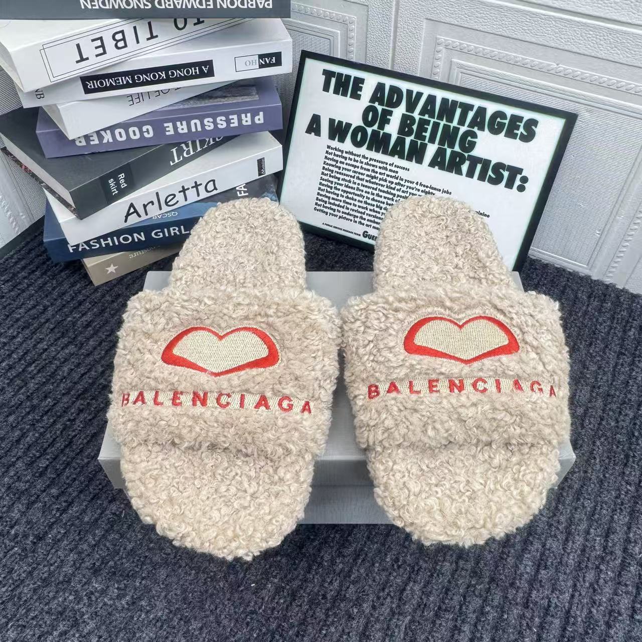 Balenciaga Fluffy Slippers