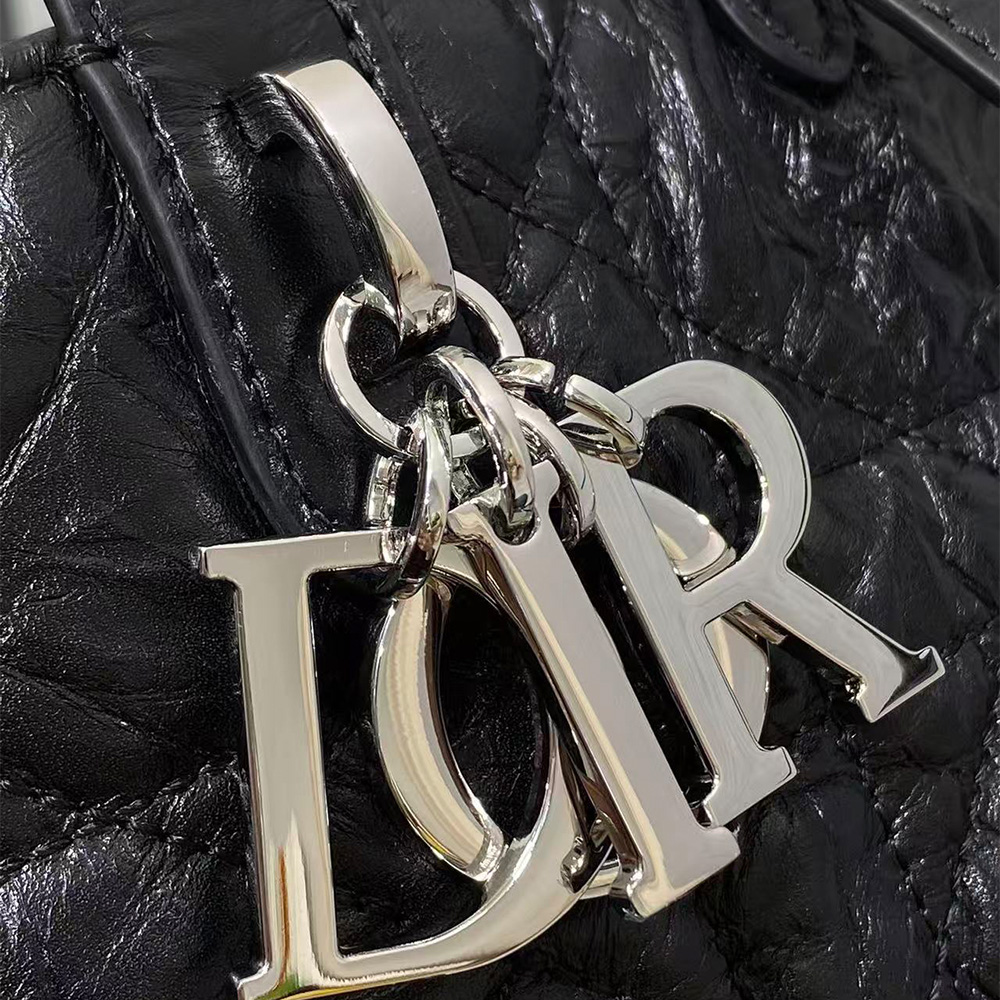 Dior Small Toujours Vertical Tote Bag Macrocannage Crinkled Calfskin