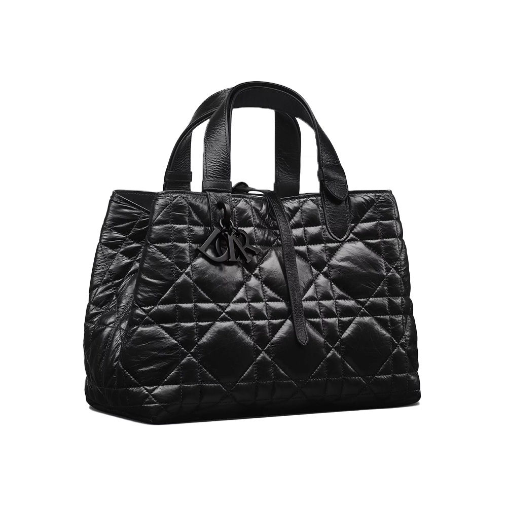 Dior Medium Toujours Bag Black Macrocannage Crinkled Calfskin