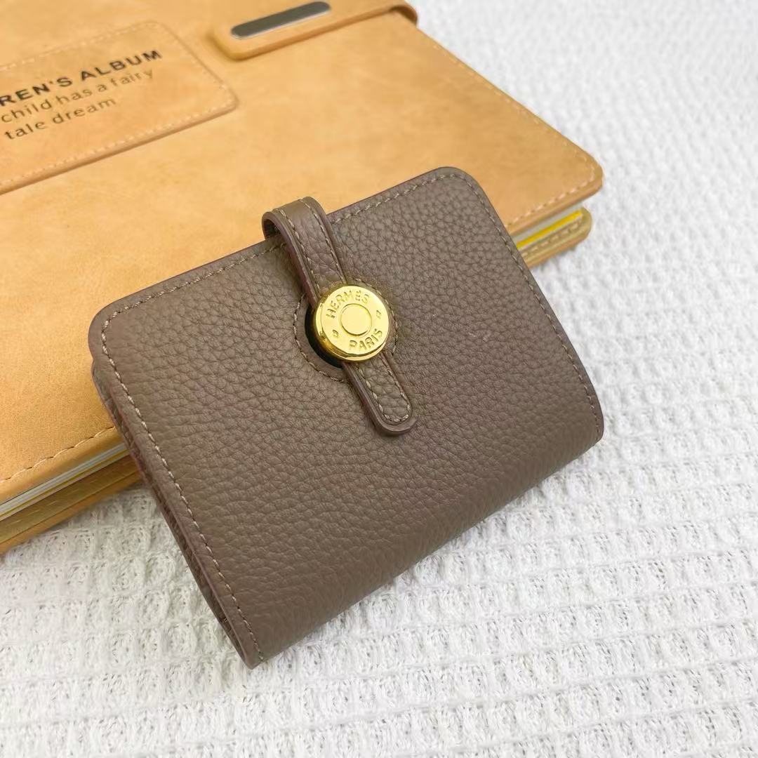 Hermes Gold Buckle Leather Card Wallet