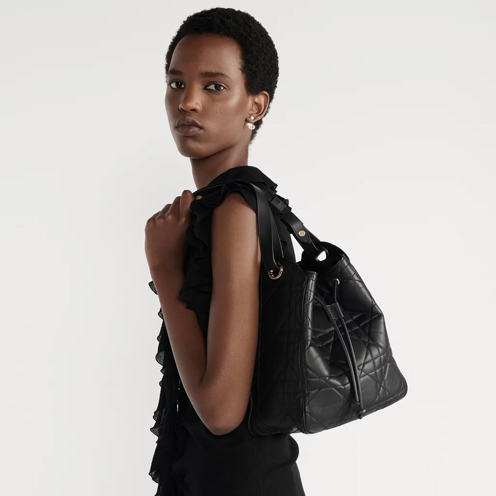 Dior Medium D-Motion Bag Macrocannage Lambskin