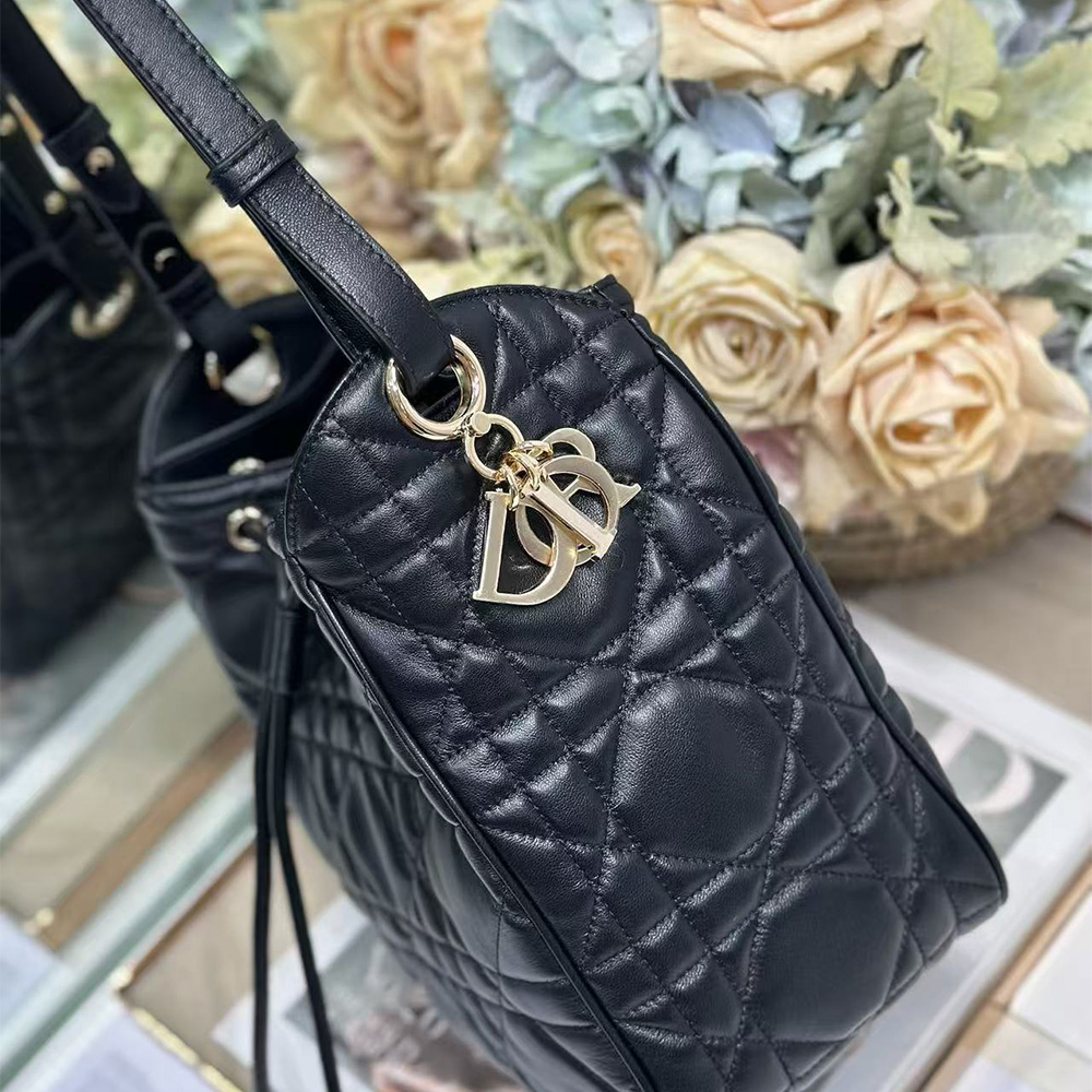 Dior Medium D-Motion Bag Macrocannage Lambskin