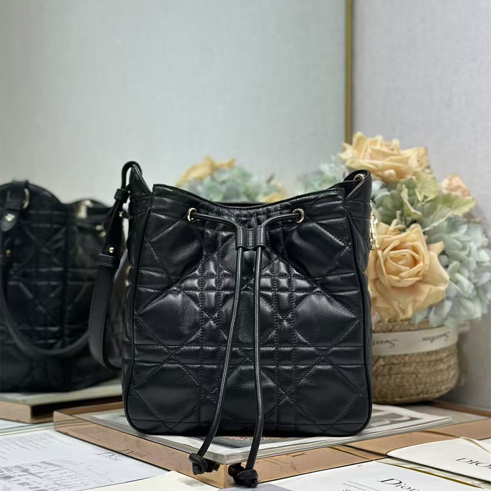 Dior Medium D-Motion Bag Macrocannage Lambskin