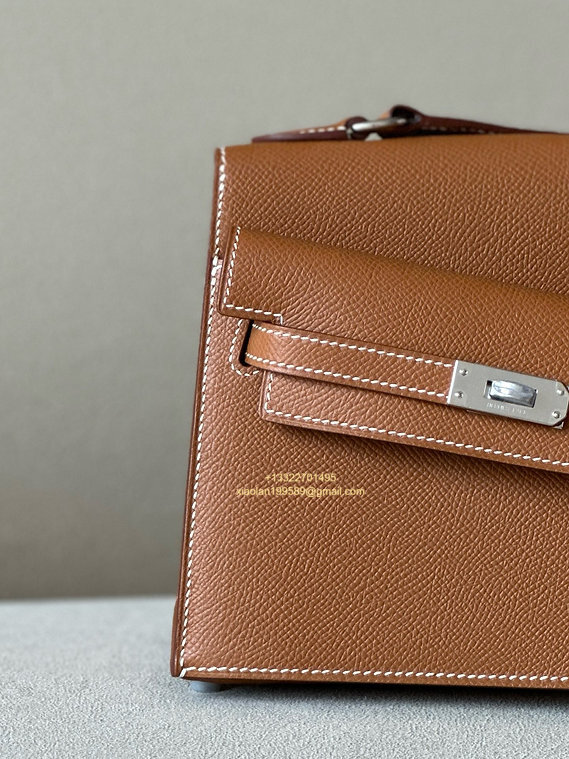 Hermès Mini Kelly 20 Sellier en Désordre Bag in Epsom Leather, Fully Hand-stitched with Beeswax Thread, Color: Gold Brown. - Jinteng Luxury Collection bags