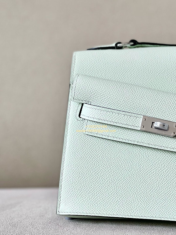 Hermès Mini Kelly 20 Sellier en Désordre Bag in Epsom Leather, Fully Hand-stitched with Beeswax Thread, Color: Bubble Green. - Jinteng Luxury Collection bags