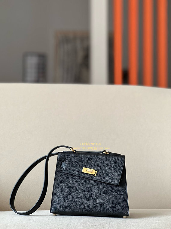 Hermès Mini Kelly 20 Sellier en Désordre Bag in Epsom Leather, Fully Hand-stitched with Beeswax Thread, Color: Z6 Black. - Jinteng Luxury Collection bags
