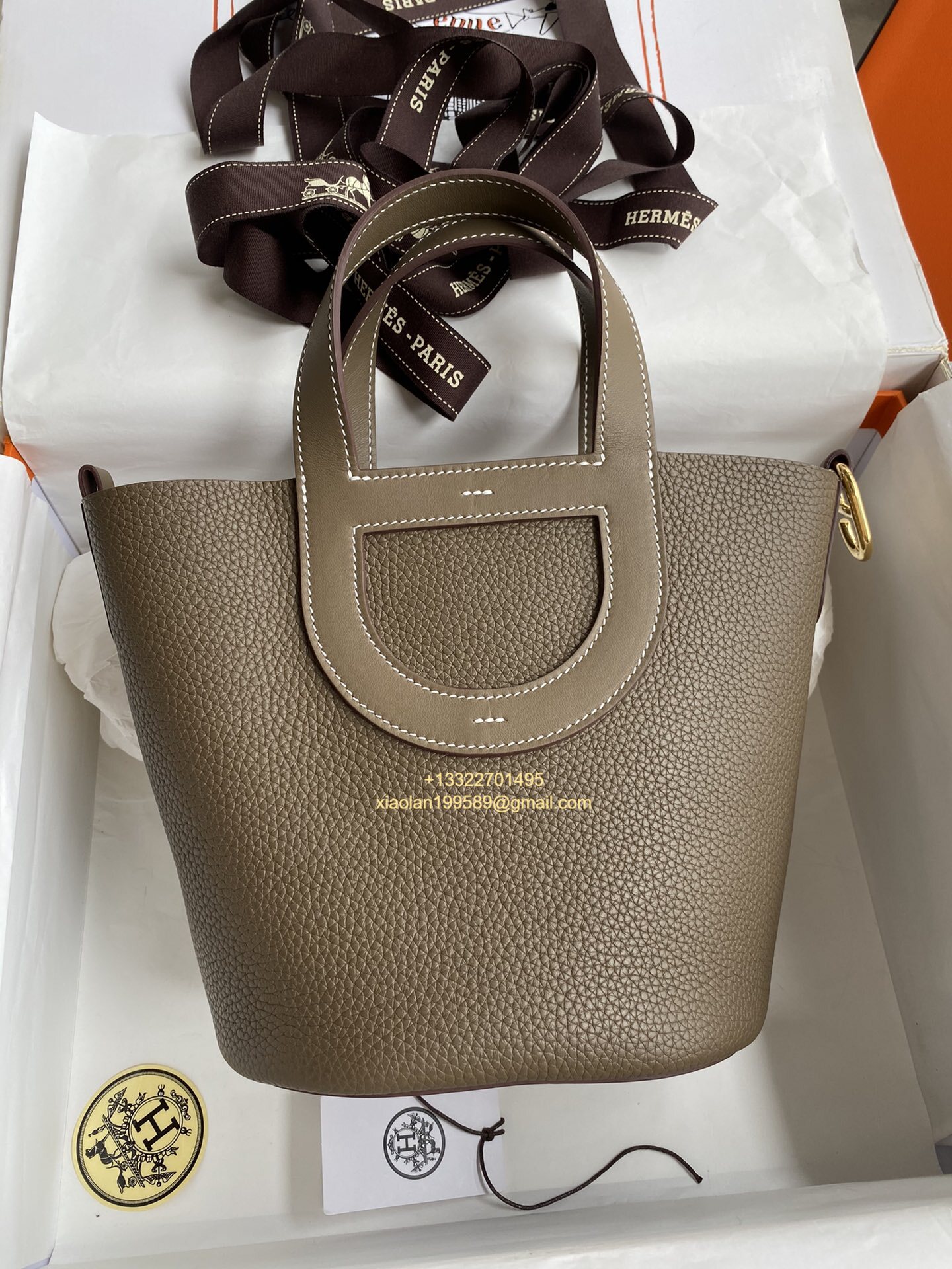 Hermès In-The-Loop 18/23 Bag in Taurillon Clemence (TC) and Swift Leather, Hand-stitched with Beeswax Thread, High-end Customization. Color: Elephant Grey. - Jinteng Luxury Collection bags