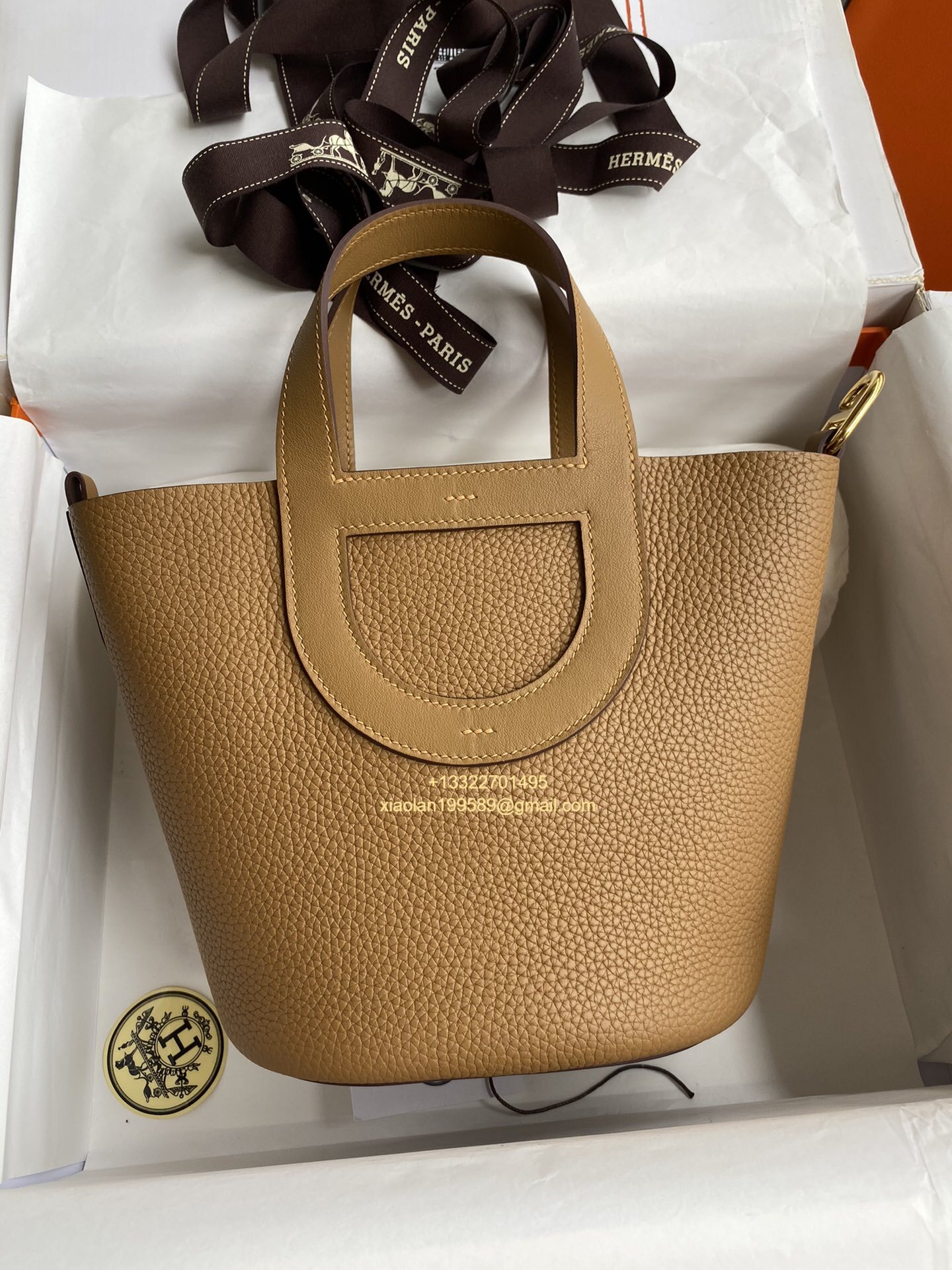 Hermès In-The-Loop 18/23 Bag in Taurillon Clemence (TC) and Swift Leather, Hand-stitched with Beeswax Thread, High-end Customization. Color: Biscuit. - Jinteng Luxury Collection bags