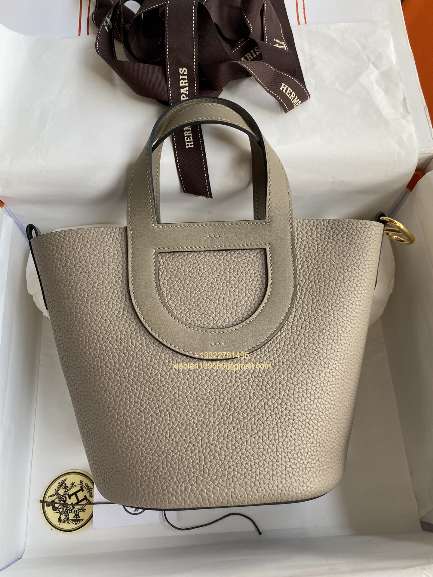 Hermès In-The-Loop 18/23 Bag in Taurillon Clemence (TC) and Swift Leather, Hand-stitched with Beeswax Thread, High-end Customization. Color: Asphalt Grey. - Jinteng Luxury Collection bags
