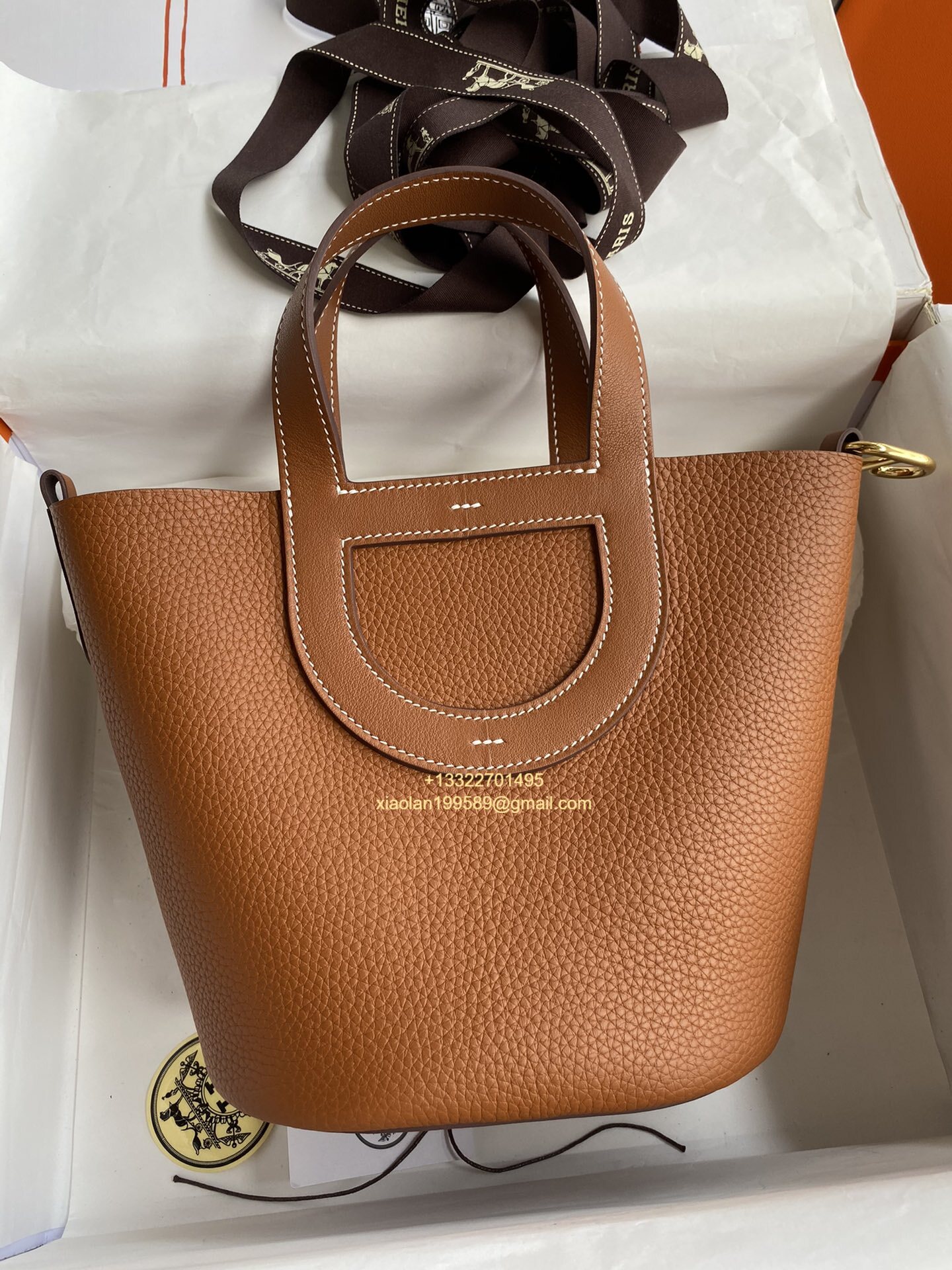 Hermès In-The-Loop 18/23 Bag in Taurillon Clemence (TC) and Swift Leather, Hand-stitched with Beeswax Thread, High-end Customization. Color: Gold Brown. - Jinteng Luxury Collection bags