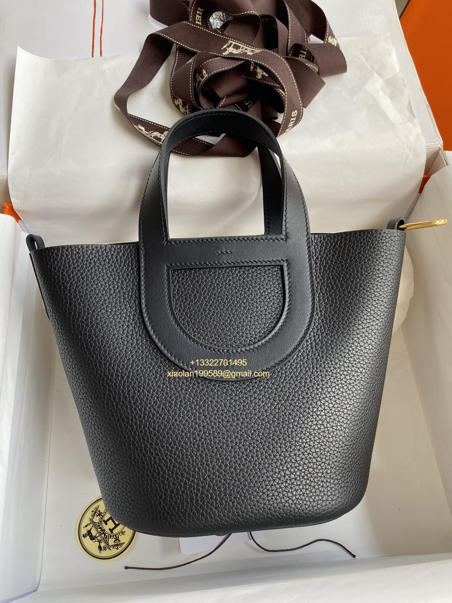 Hermès In-The-Loop 18/23 Bag in Taurillon Clemence (TC) and Swift Leather, Hand-stitched with Beeswax Thread, High-end Customization. Color: Black. - Jinteng Luxury Collection bags