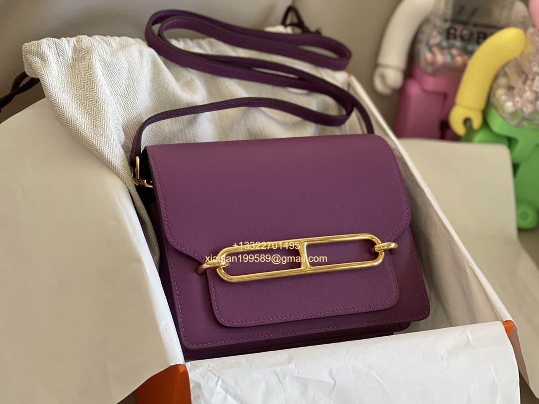 Hermès Roulis 18/23 Shoulder Bag in Evercolor Leather, Hand-stitched with Beeswax Thread. Color: Aster Purple. - Jinteng Luxury Collection bags