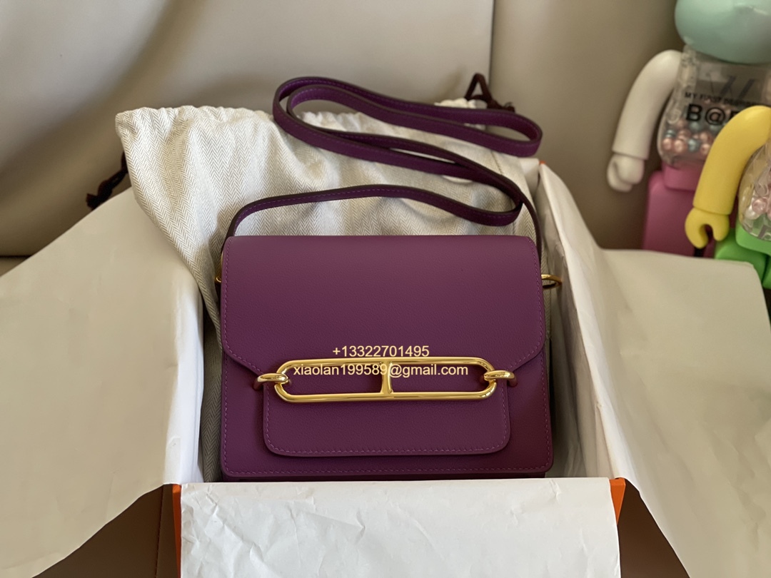 Hermès Roulis 18/23 Shoulder Bag in Evercolor Leather, Hand-stitched with Beeswax Thread. Color: Aster Purple. - Jinteng Luxury Collection bags