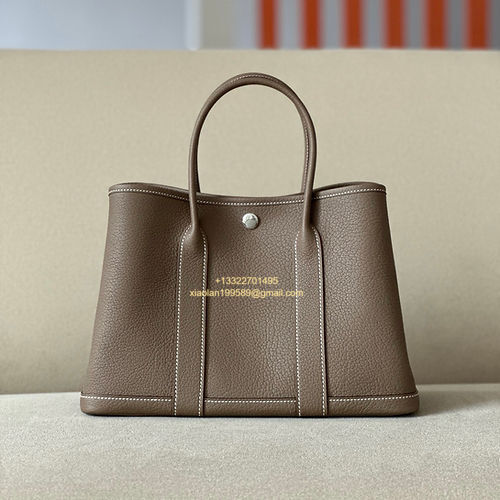 Hermès Garden Party 30/36 Bag in Negonda Calfskin, Color: Elephant Grey. - Jinteng Luxury Collection bags